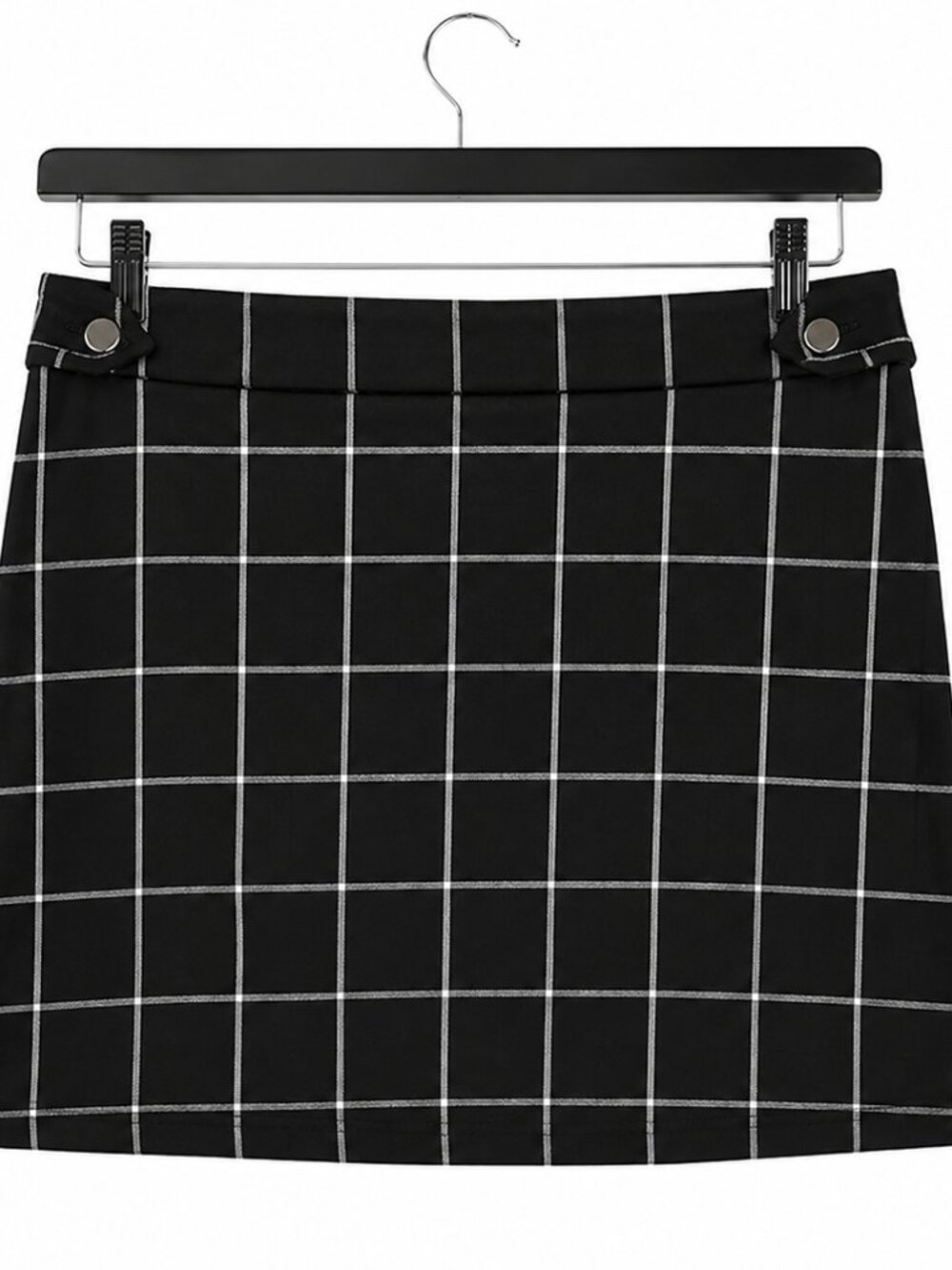 Ann Taylor Women's Skirt Size 8 Black White Windowpane Plaid Mini A-Line
